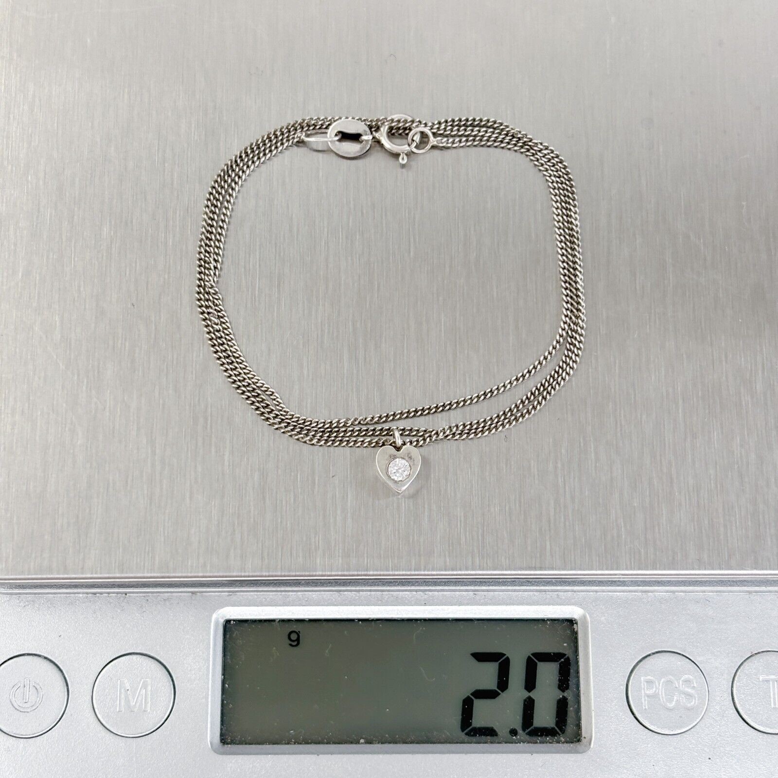 Vintage Canada 925 Sterling Silver Cubic Zirconia Pendant Necklace 16″