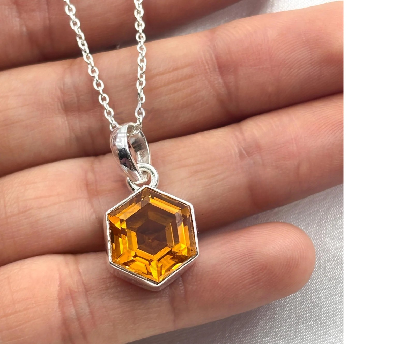 Natural Citrine 925 Solid Silver Pendant Natural 25 CT Certified Loose Gemstone