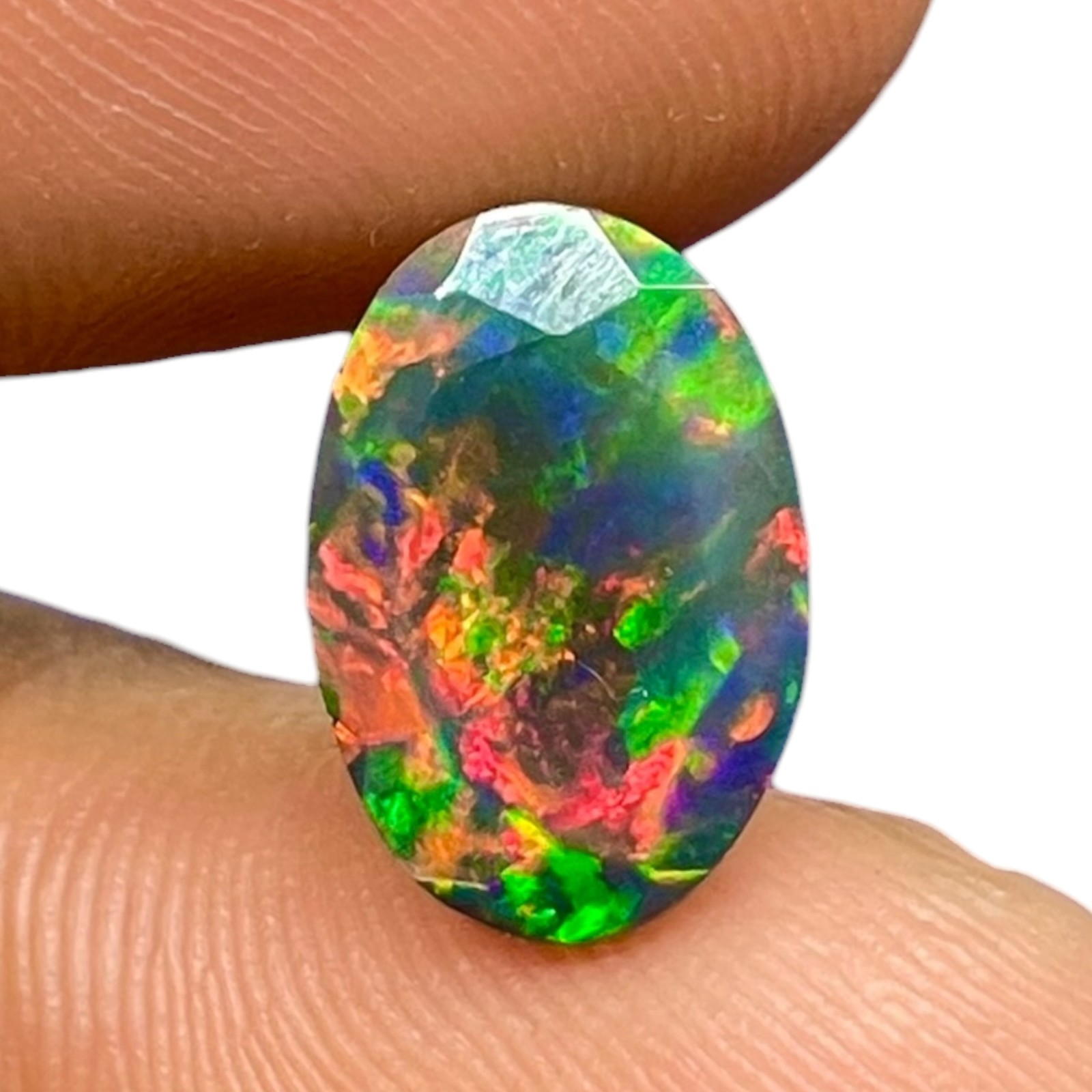 2.25 Cts Natural Black Opal 12x8mm Oval Cut AAA+ Quality Flashy Loose Gemstone