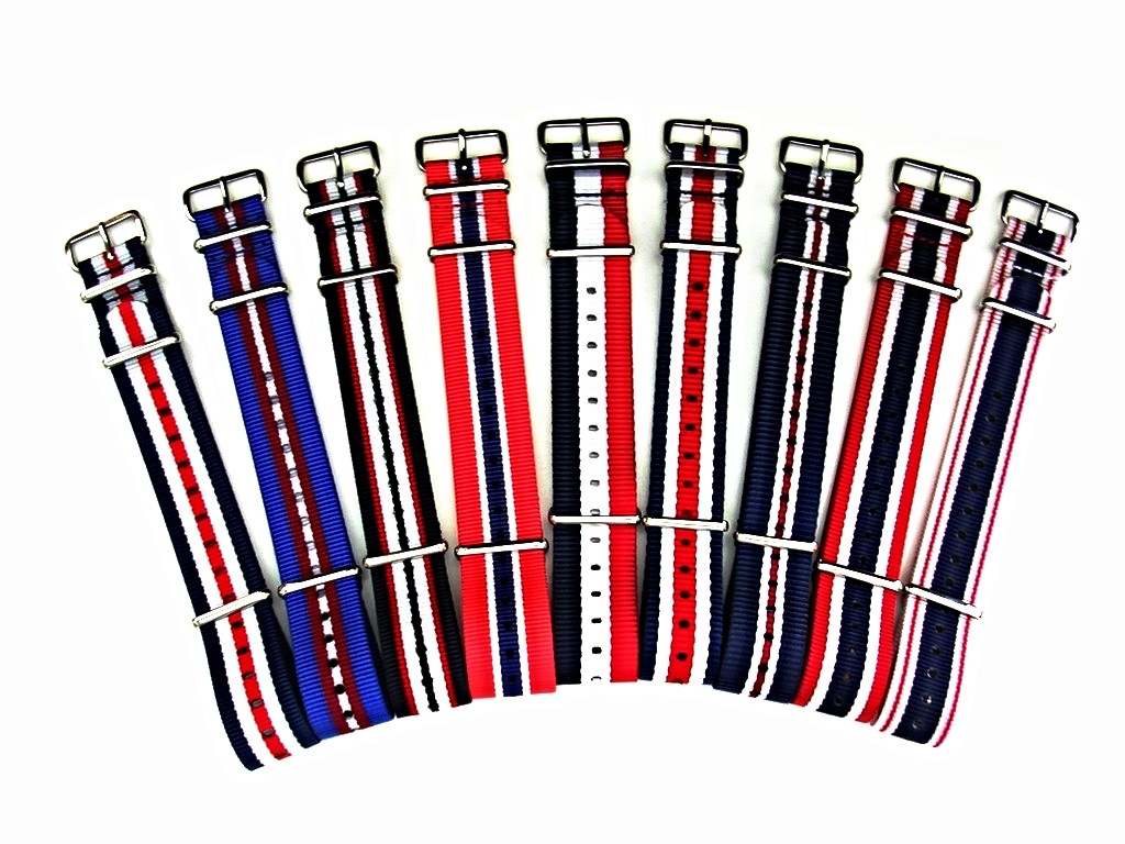 NATO G10 Red White Blue stripe watchband strap nylon Military RAF bond IW SUISSE