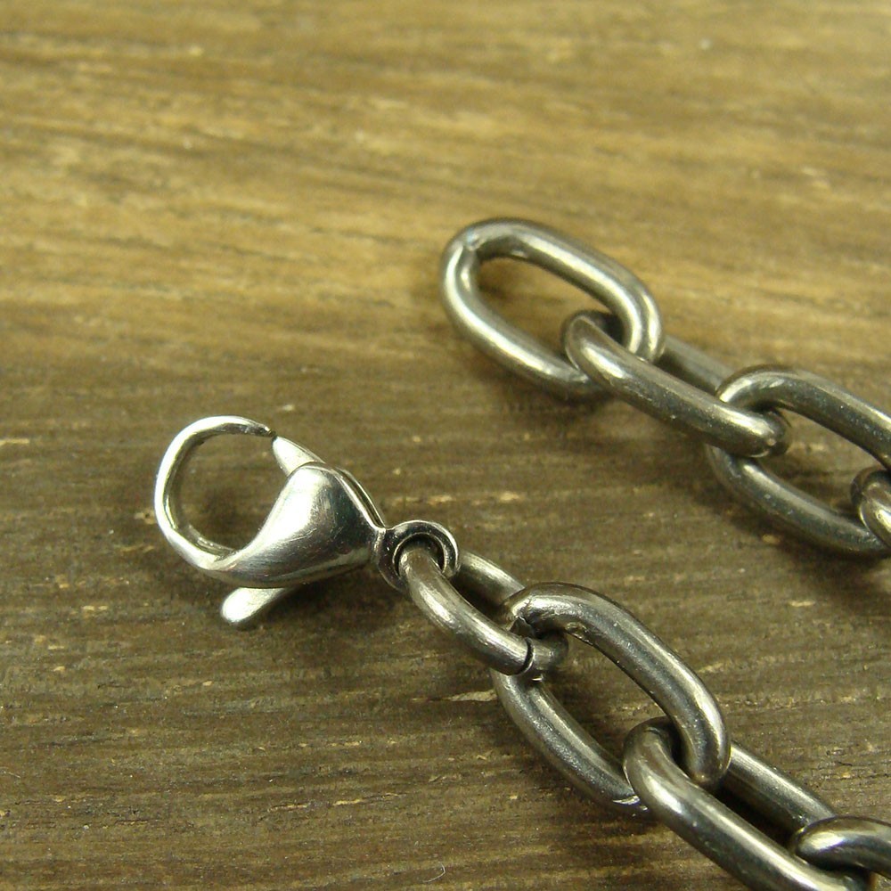 Titanium 6.8mm thick anti-allergy Bracelet Hand Anchor Chain snap hook XH893