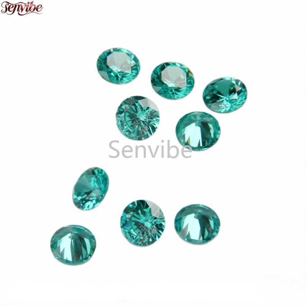 VVS Blue Green Round Cut Synthetic Zircon 5A Loose CZ Accent Gemstone Jewelry