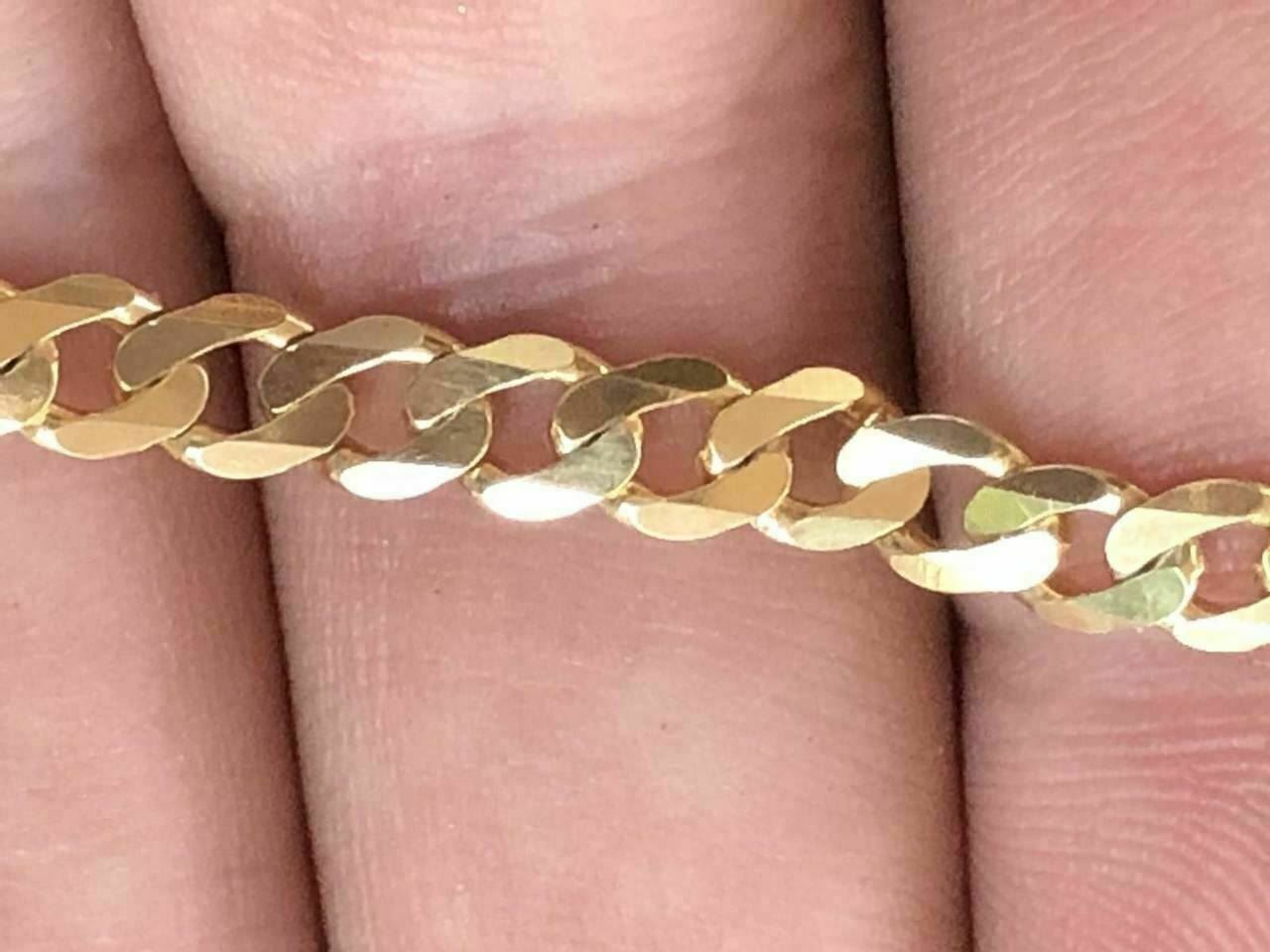 Men’s Miami Cuban Link Bracelet 14k Gold Plated Real Solid 925 Silver 5mm Italy