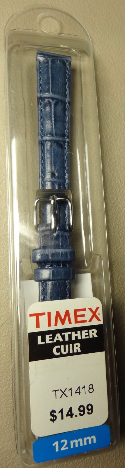 New 12mm Regular Womens Genuine Leather Blue Crocodile Grain Watch Band