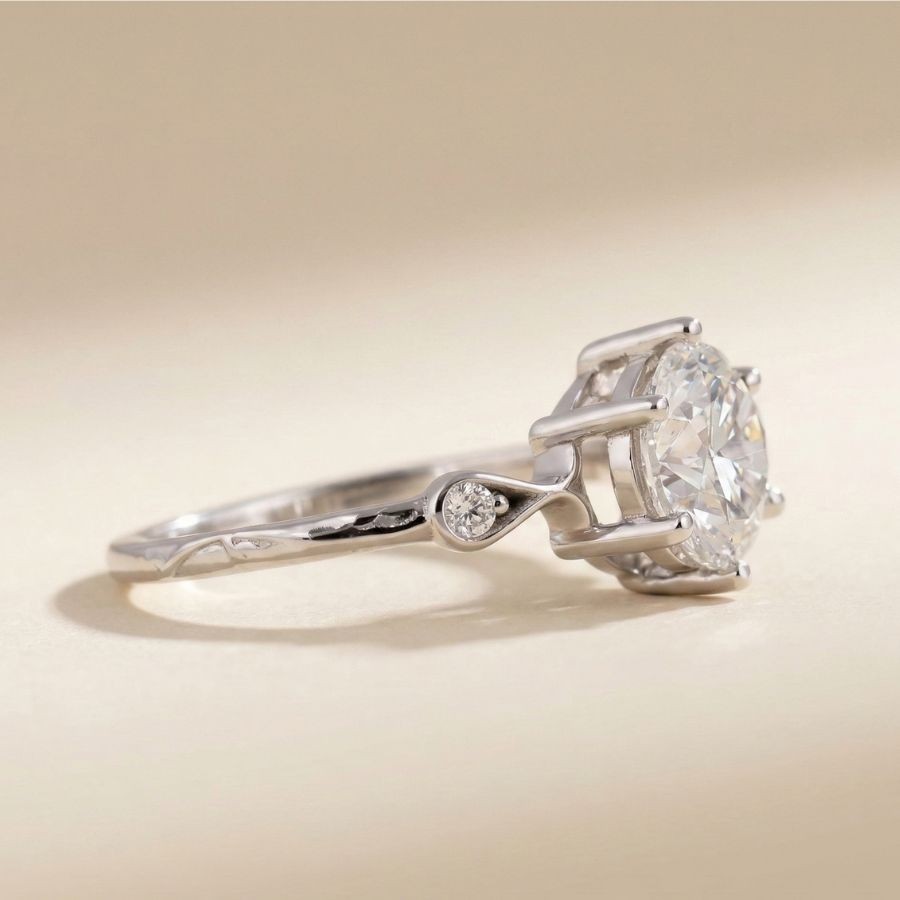 2.50Ct Round-Cut VS1 Lab Grown Diamond Wedding Engagement Ring 14k White Gold