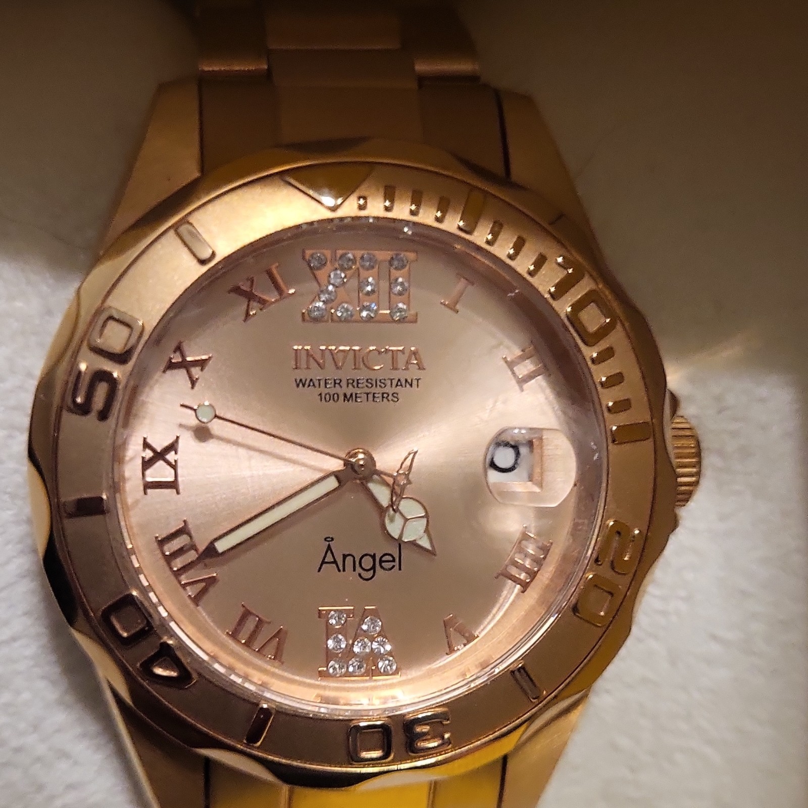 Invicta Angel Women’s Rose Gold Tone Quartz Watch, Date, 100m, w/ Box