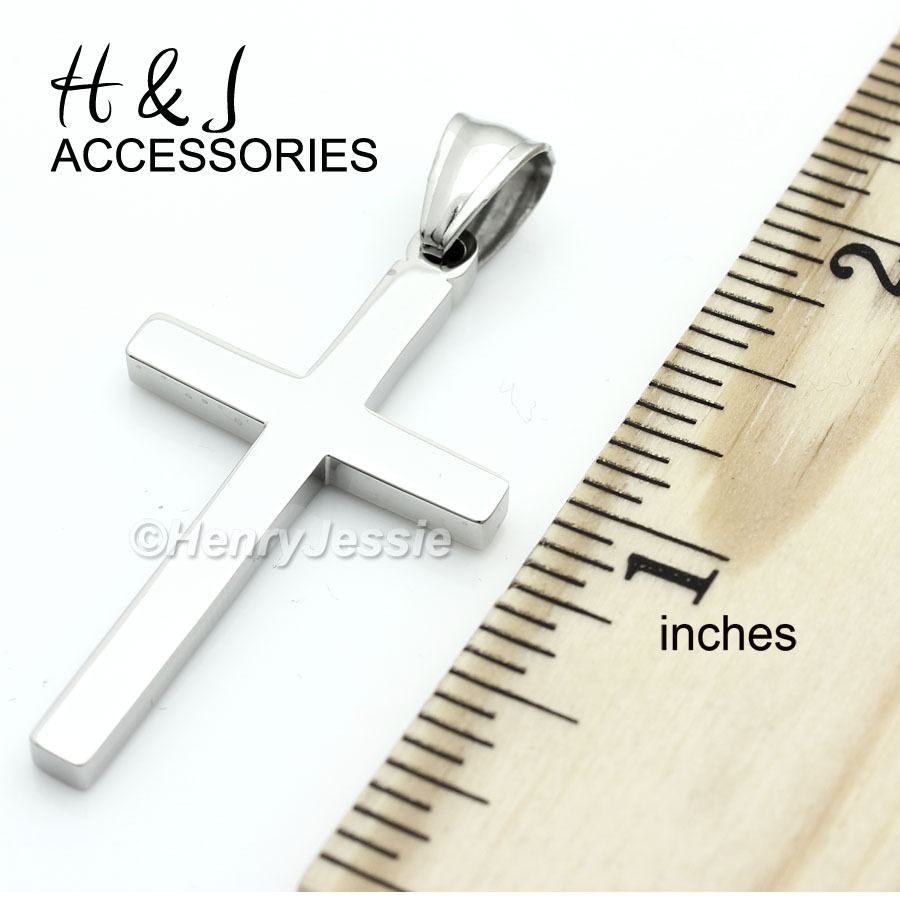 18-36″MEN Stainless Steel 4mm Silver Figaro Link Chain Simple Cross Pendant*SP