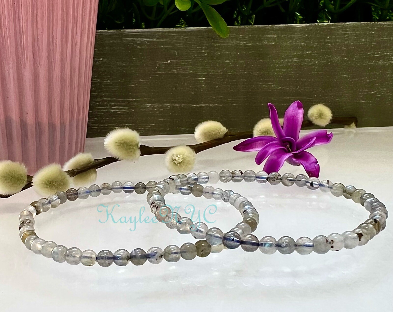 Wholesale Lot 6 Pcs Natural Labradorite 4mm 7.5” Crystal Stretch Bracelet