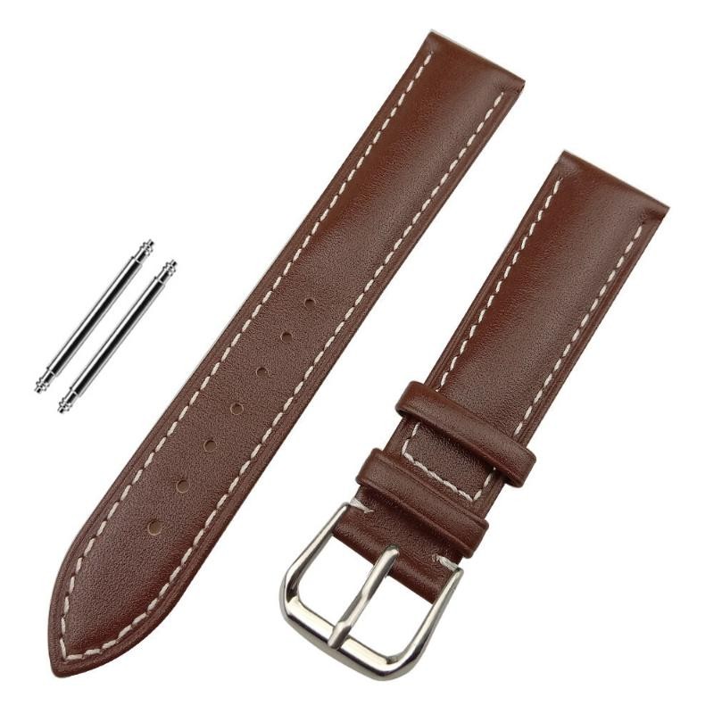12 14 16 18 19 20 21 22 24mm With SS Pin Buckle Genuine Leather Watch Strap Band