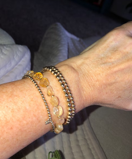 Natural Citrine Stone Dainty Bracelet Yellow November Birthstone Gift for Women