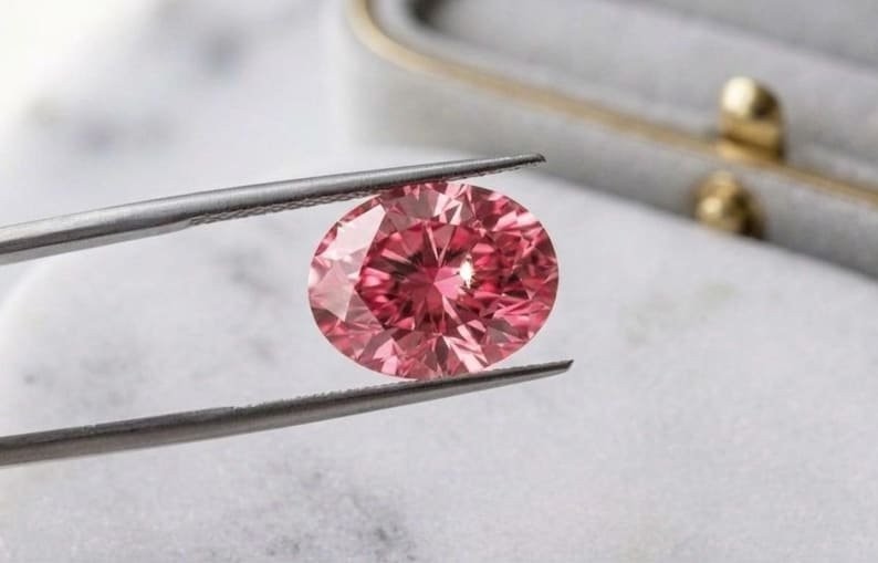 2.5 CT Oval Cut Loose Lab Grown Diamond Fancy Pink Color VVS1 Clarity Loose Gems