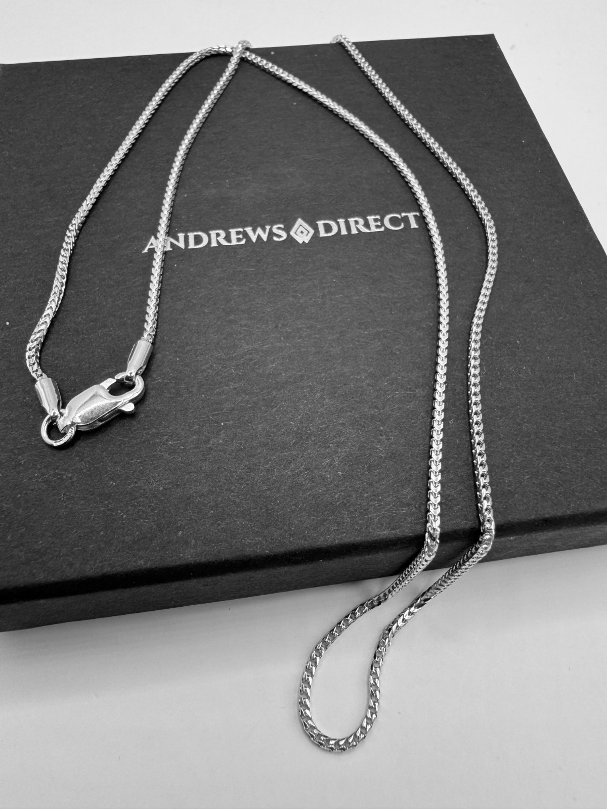 9ct Solid White Gold Franco 1.2mm Chain Necklace 20 Inch/50cm (AWFR40)