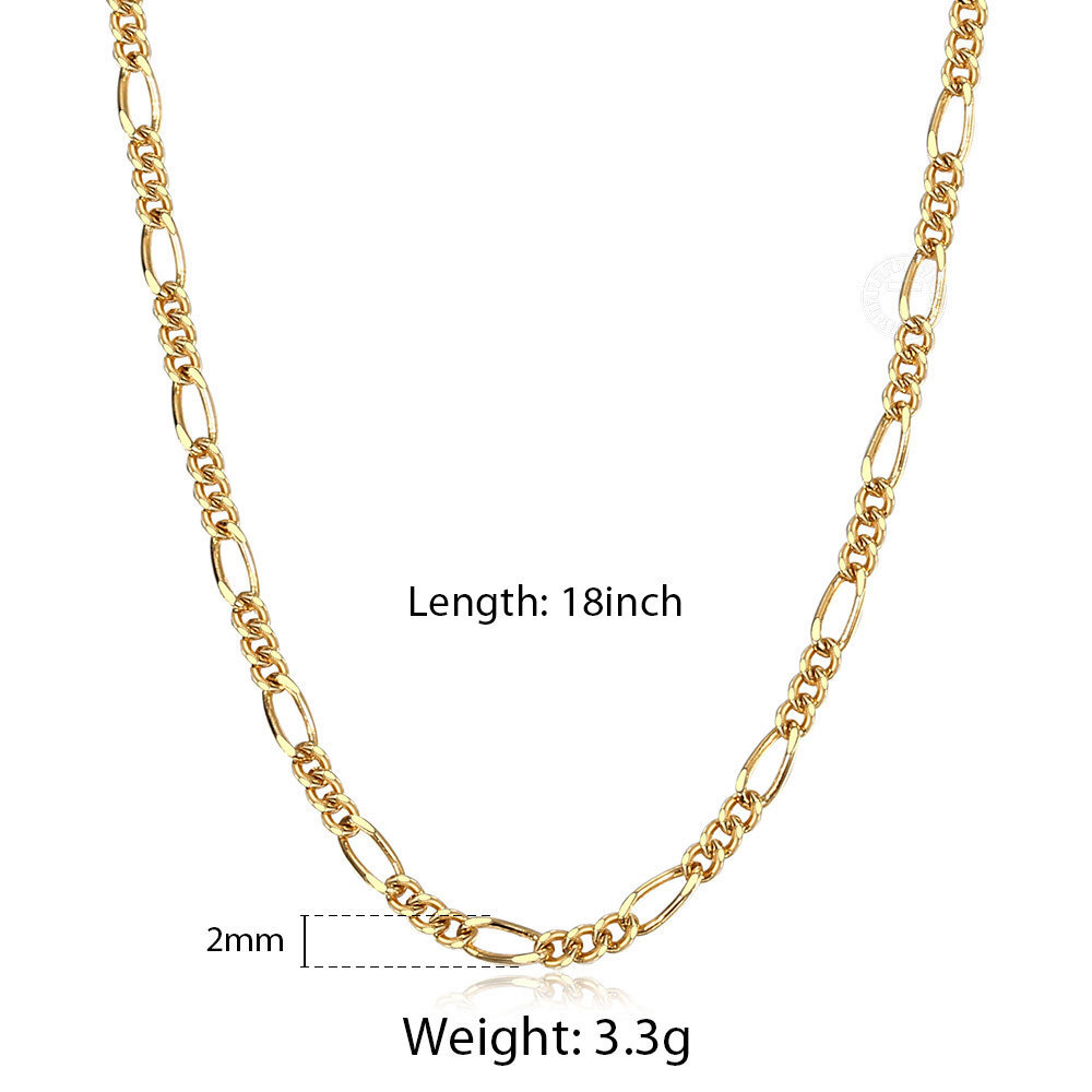 2mm 14k Yellow Gold Filled Figaro Link Chain Necklace 18inch Womens Jewelry