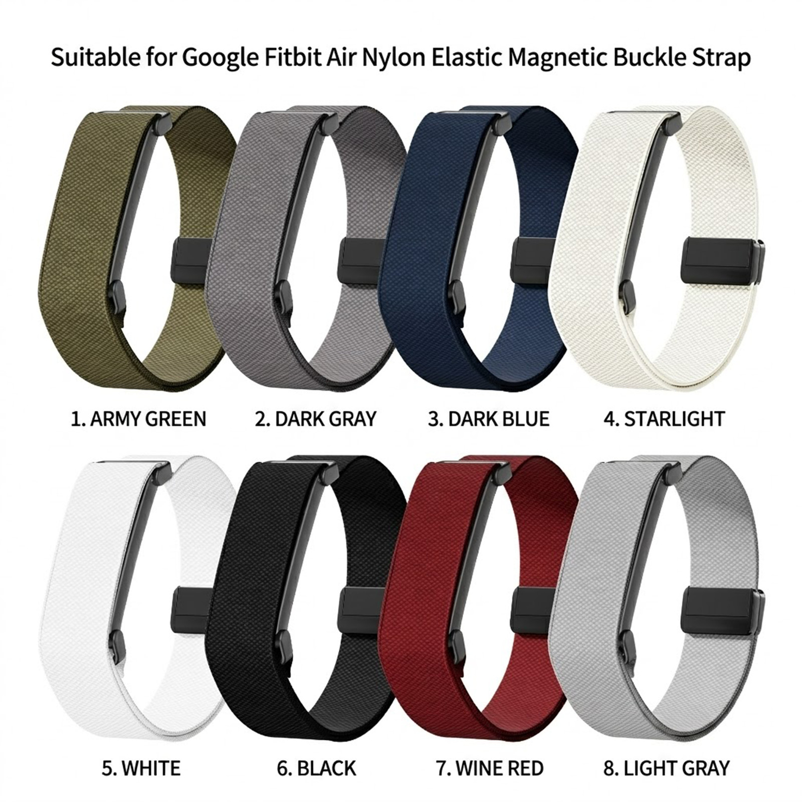 Sports Nylon Metal Loop Band For Google Fitbit Air Adjustable Wristband Strap