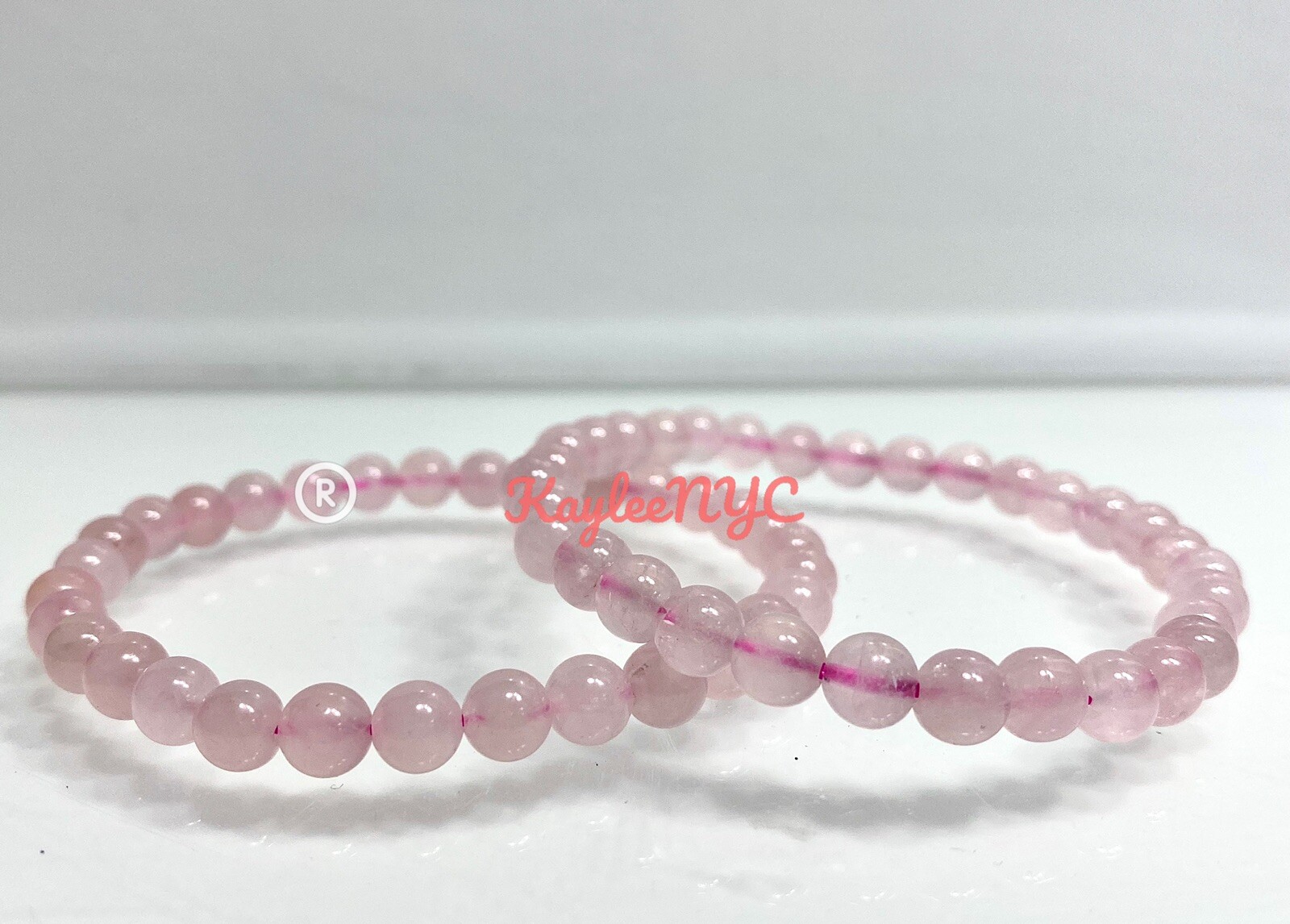 Wholesale 6 Pcs Natural Rose Quartz 6mm 7.5” Crystal Healing Stretch Bracelet