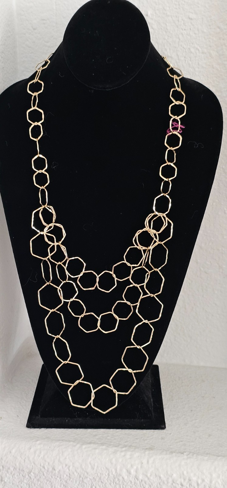 CHICOS women necklace gold tone NWOT 3 bottom strands Very light weigh