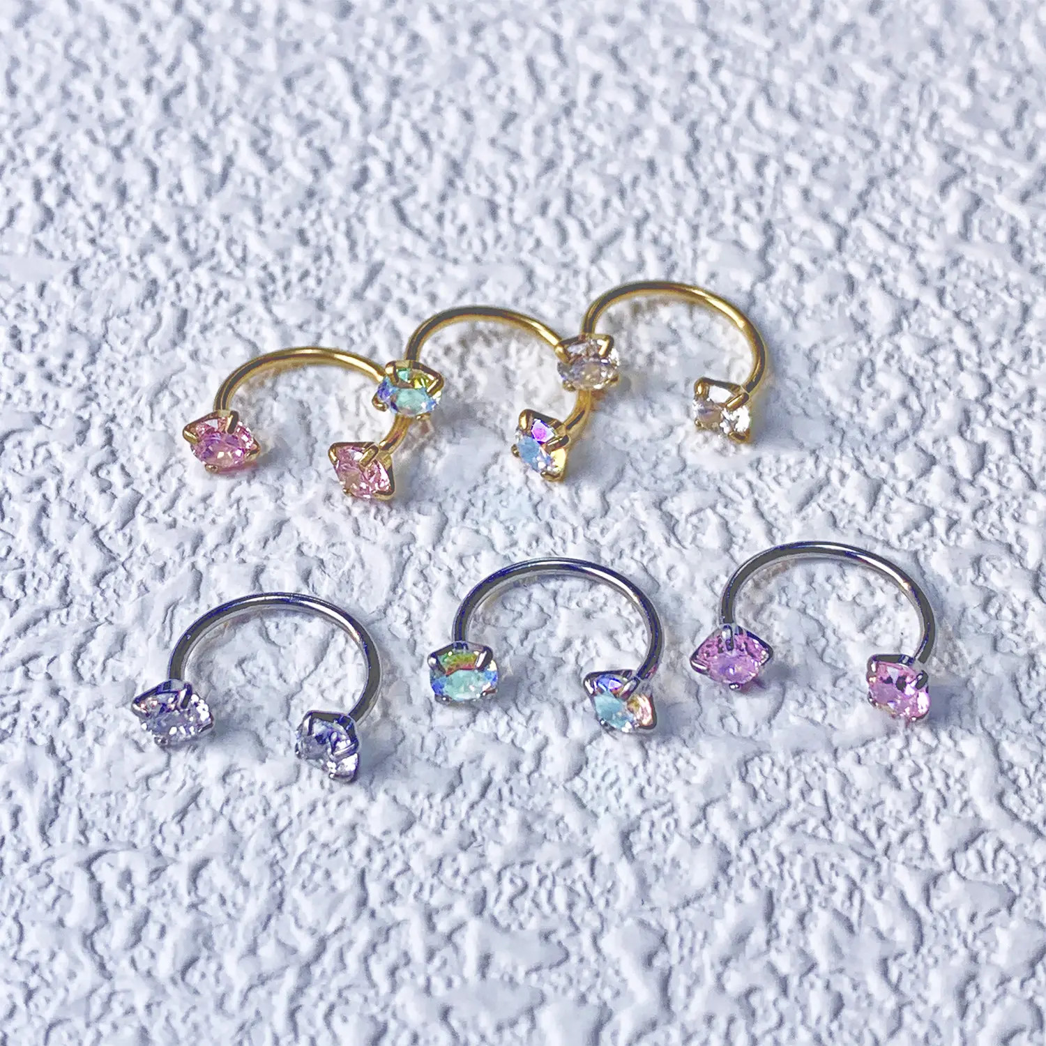 20G(0.8Mm)/18G(1.0Mm) 8Mm Horseshoe Nose Hoop Internally Threaded Gems Nose Ring