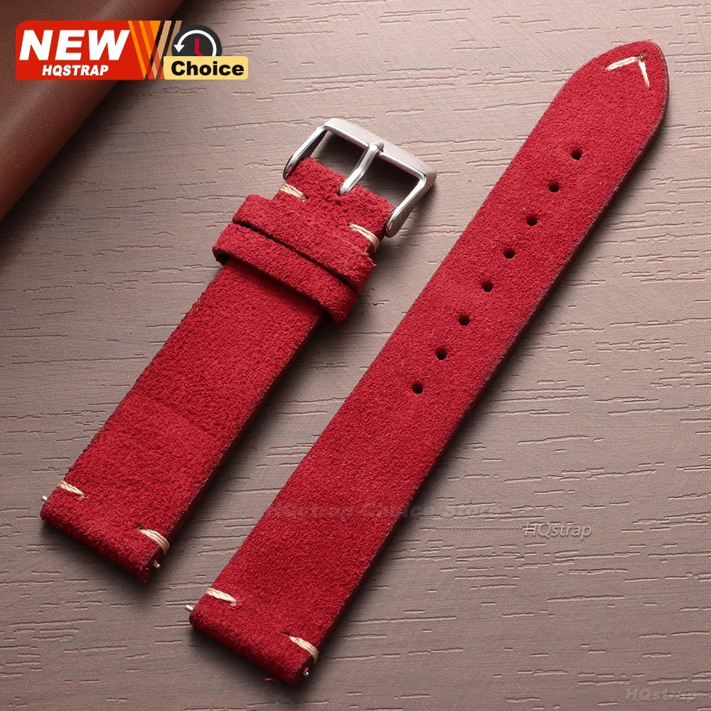 18 19 20 21 22 MM Soft Suede Leather Vintage Strap Watch Band Quick Release