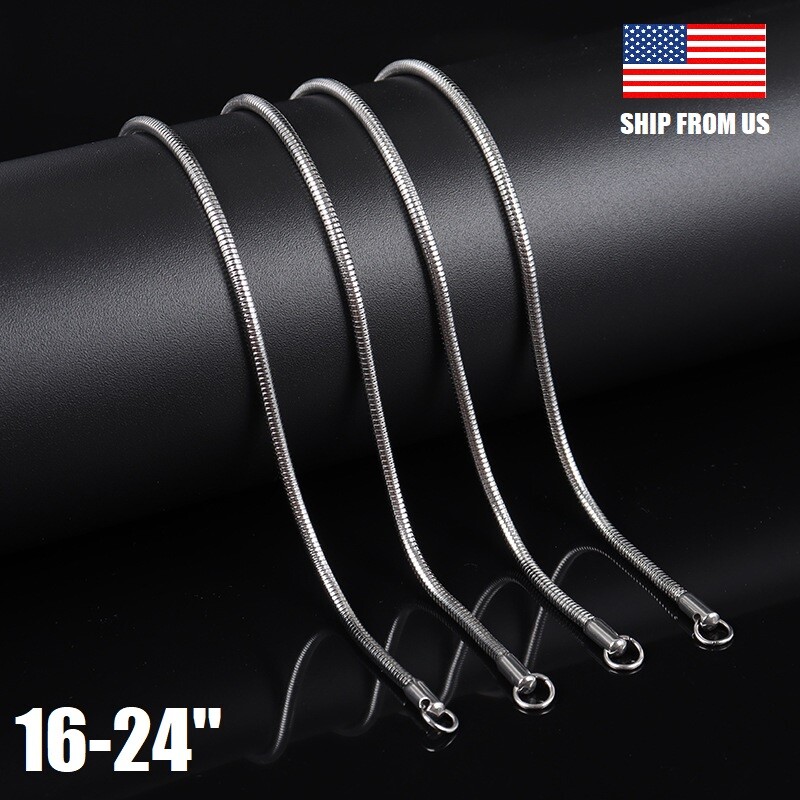 925 Sterling Silver Tarnish-Free Italian Snake Chain Necklace 1MM Jewelry 16-24″
