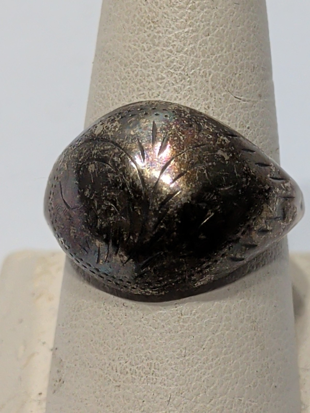 ✨VINTAGE✨ .925 Sterling Silver Etched Dome Ring – Size 9 – Made In Thailand