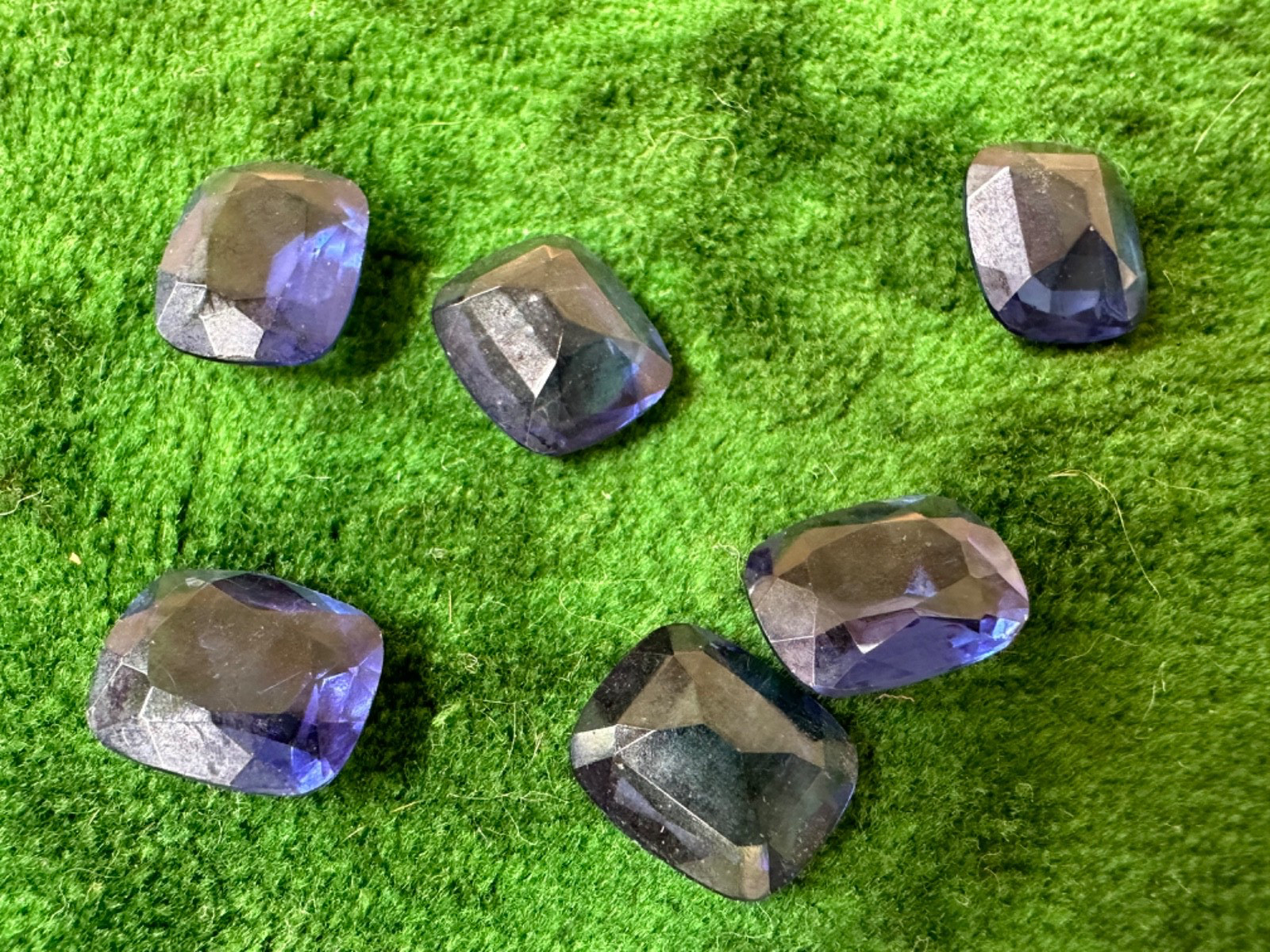 Vintage assorted lot 10MM x 12MM dark blue faceted back rhinestones lot of 6