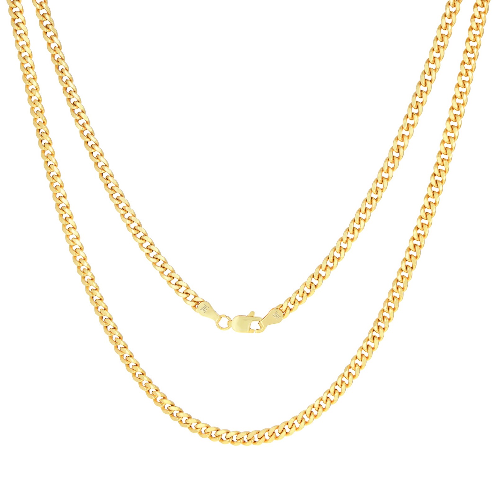 14K Yellow Gold 4mm Miami Cuban Italian Link Chain Necklace Mens Womens 16″- 30″