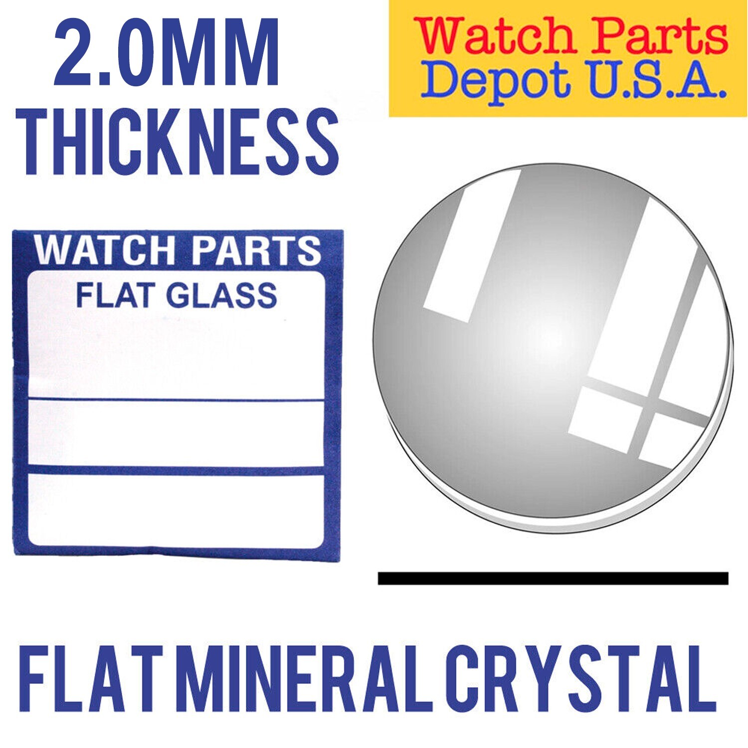 NEW ROUND 2MM THICK FLAT WATCH MINERAL GLASS CRYSTAL REPLACEMENT SIZE 17MM-50MM