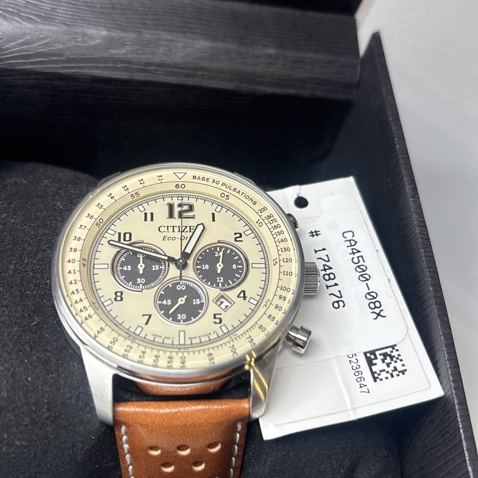 NEW Citizen Men’s CA4500-08X Eco-Drive Chronograph Stainless Steel Leather Watch
