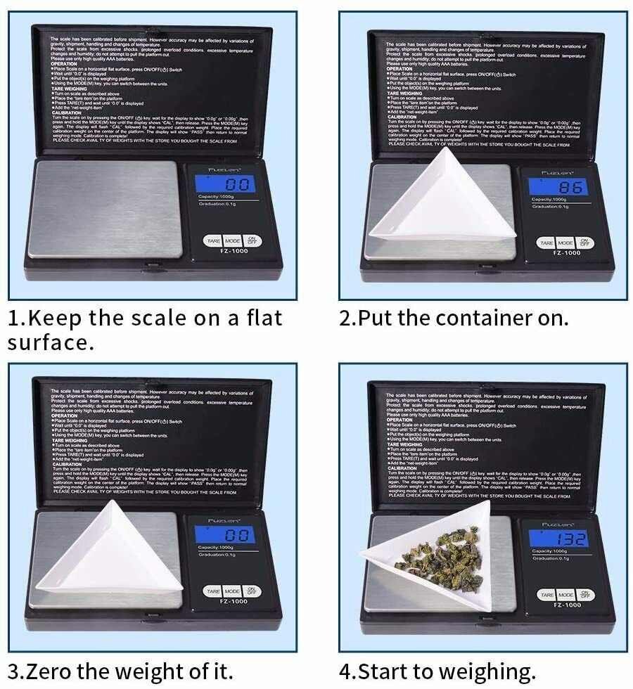 Digital Scale 1000g x 0.1g Jewelry Gold Silver Coin Gram Pocket Size Herb Grain