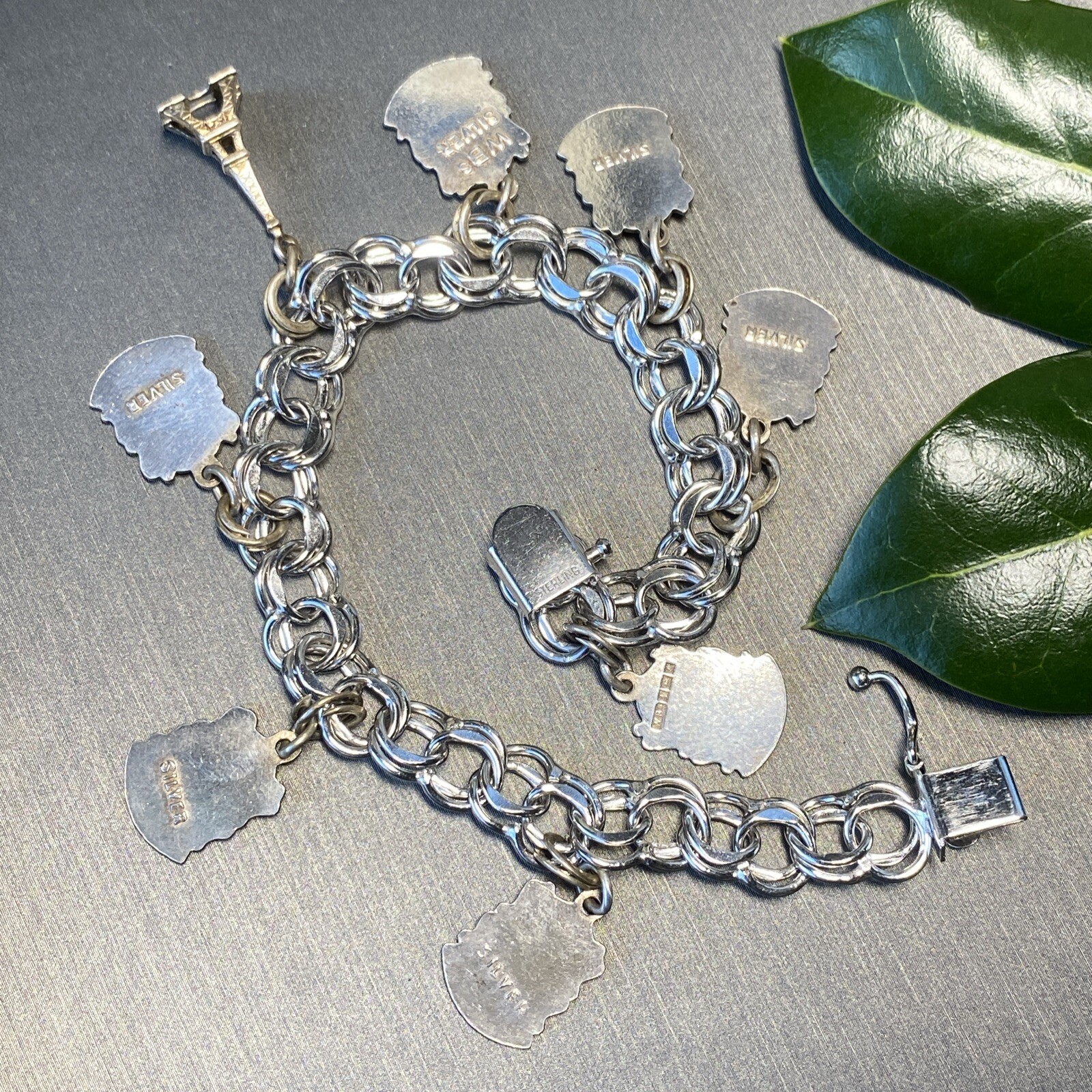 Vintage Charm Bracelet Estate Fine Jewelry Pre-Owned Sterling Ireland France