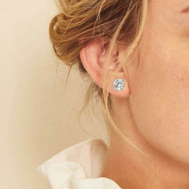 925 Sterling Silver Stud Earrings Cubic Zirconia Clear CZ Womens Earrings Set