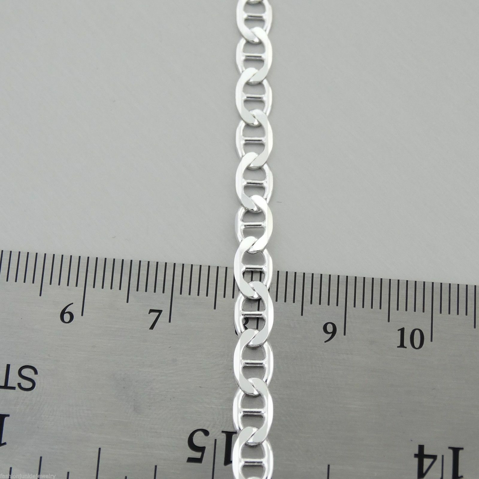 4.2mm Flat Marina Chain Necklace – 925 Sterling Silver-Mariner 16,18,20,22,24,30