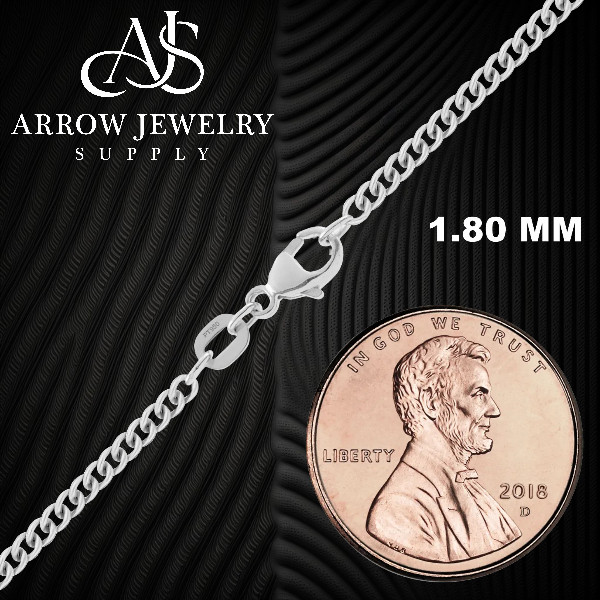 950 Platinum Curb Link Chain Necklace 1.0mm, 1.80mm, 2.70mm Widths
