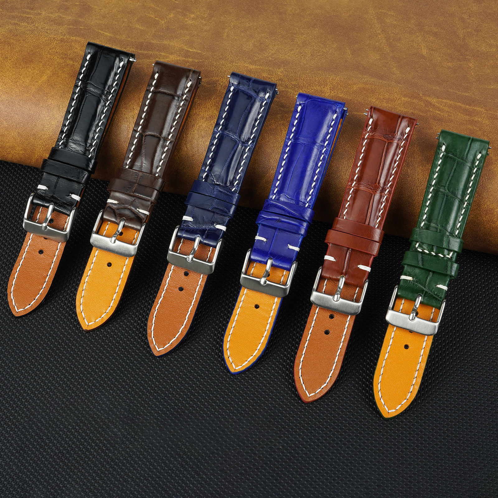 Genuine Crocodile Leather Watch Band Men Crocodile Watch Strap Quick Release