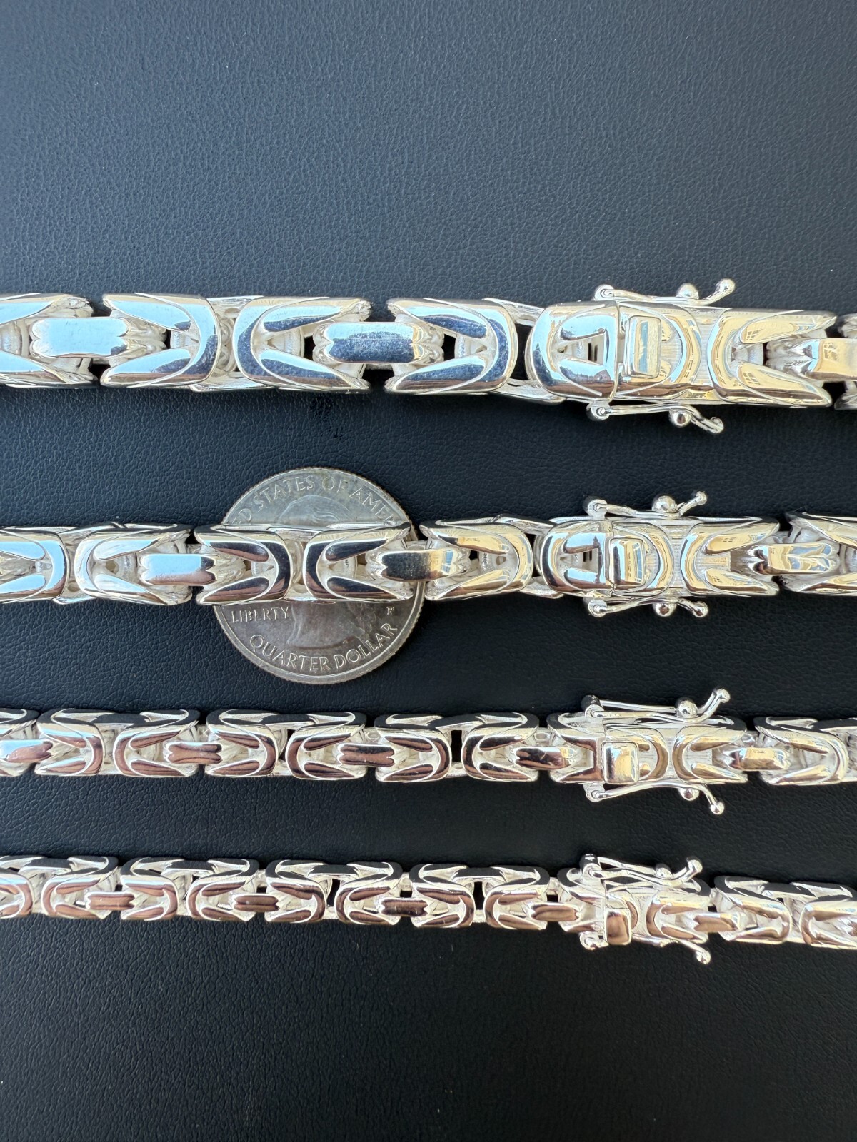 Real Solid 925 Silver Handmade Byzantine Chain Mens Necklace 5mm-10mm Box Clasp