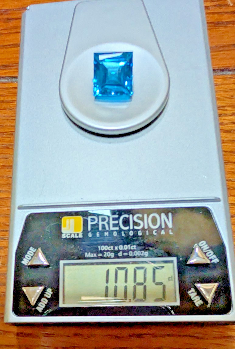 Swiss Blue Topaz 10mm Princess Cut 10.85 cts