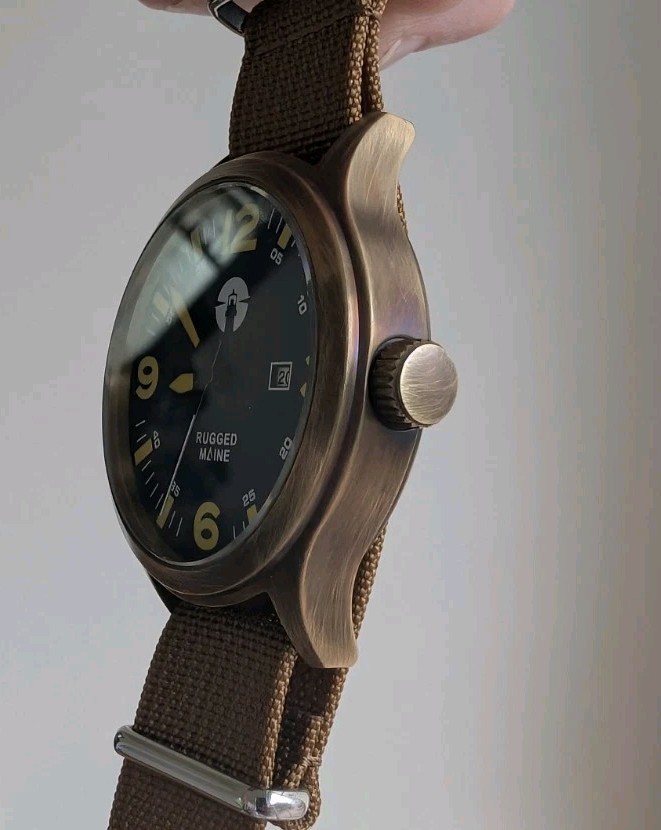 Solid brass, field, military watch, 44mm *PATINA WORK DONE* see description