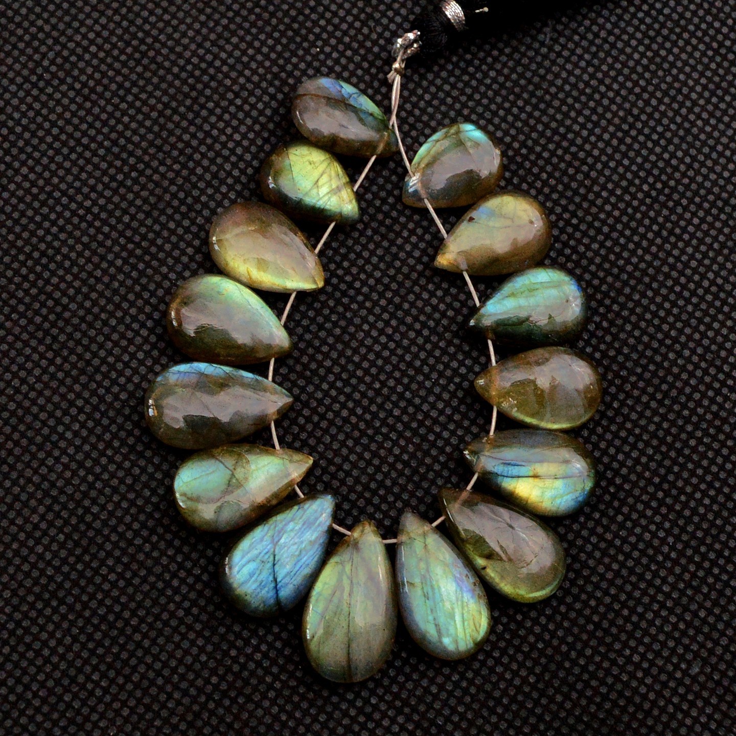 15Pcs 87Cts Natural Labradorite Loose Briolette Gemstone Lot 19×10 12x9mm #18621