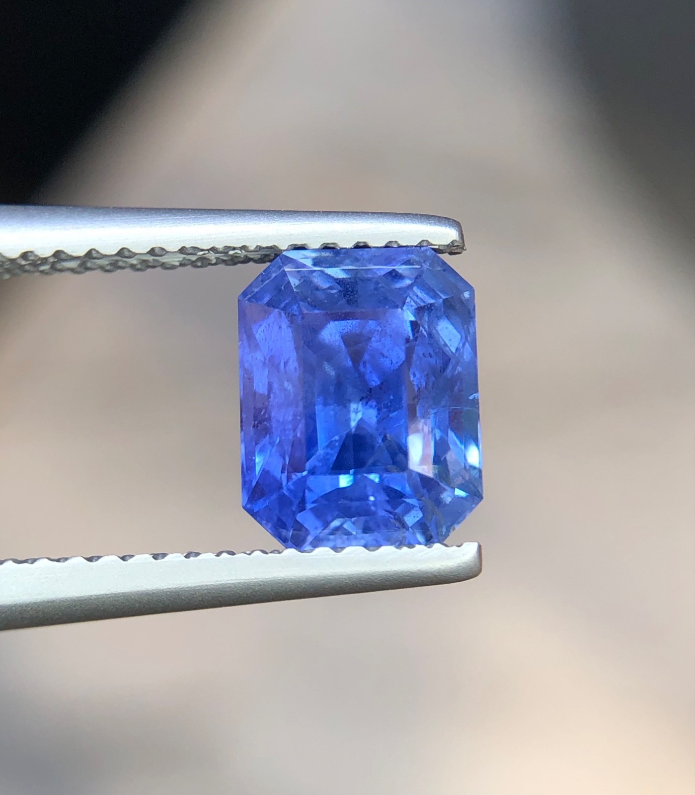 3.17 Carats Blue Sapphire Emerald Cut Certified Natural SriLanka Loose Gemstone