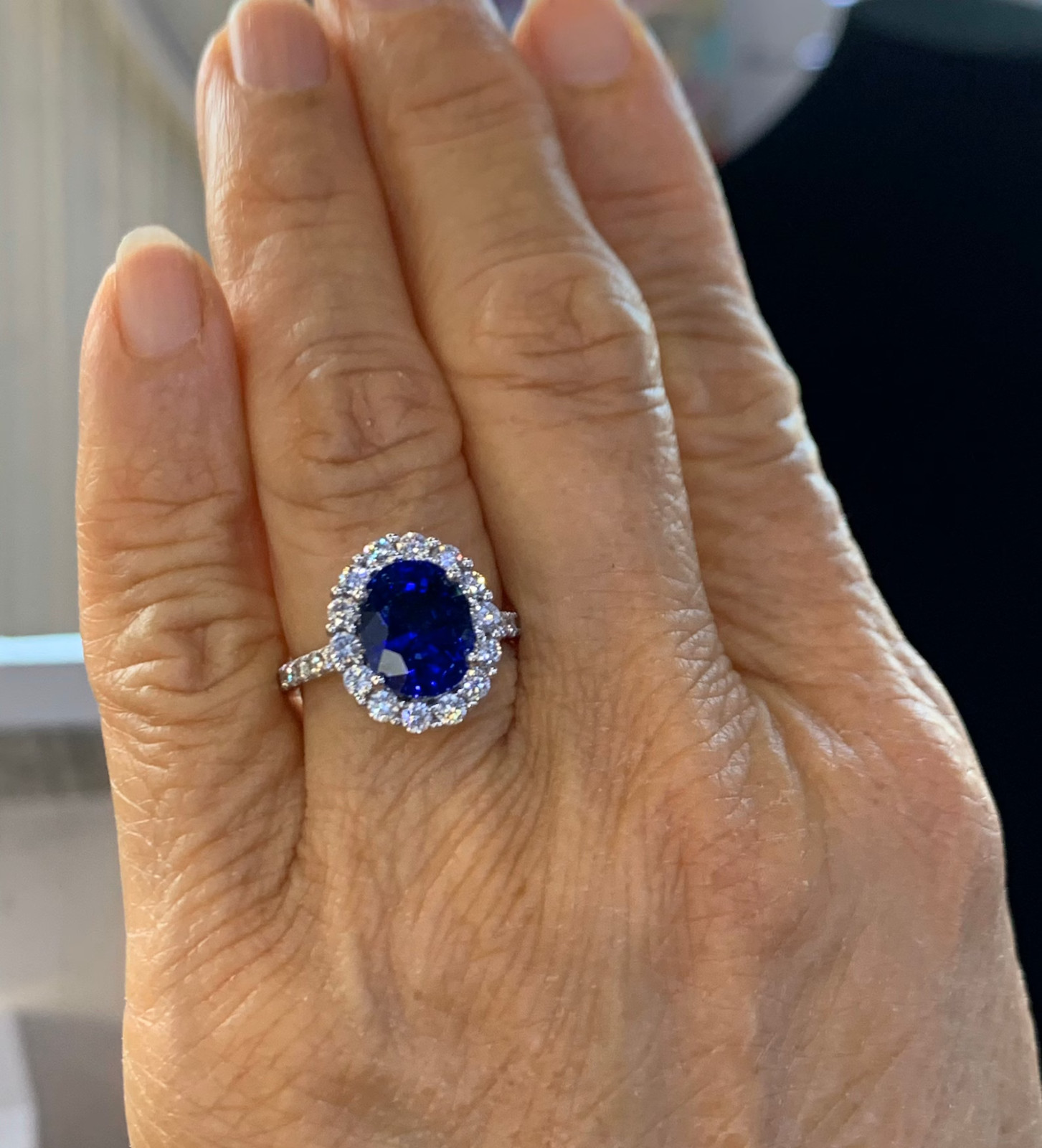 4.50 Ct Oval Cut Natural Sapphire Diamond Engagement Ring 14K White Gold Size 7