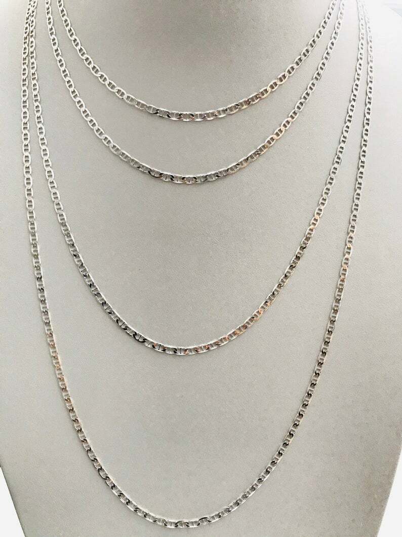 925 Sterling Silver 3.5 mm Mariner Link Chain,Made in Italy Necklace -G080