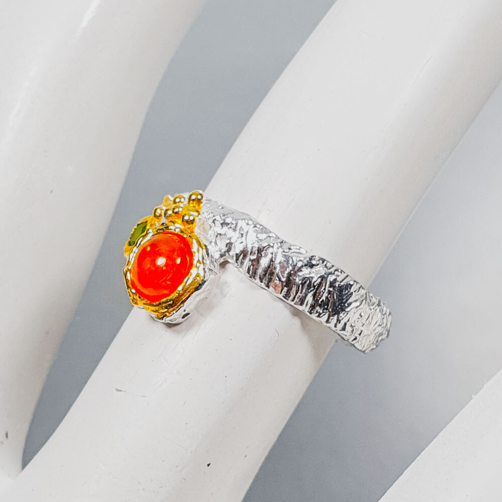 Handmade Jewelry Gift Heated Natural Opal 925 Sterling Silver Ring / RVS410