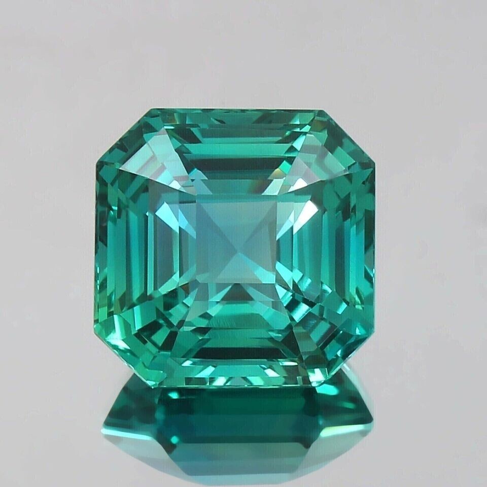 Natural Green Sapphire Flawless Asscher Cut 11.60 Ct Certified Loose Gemstone