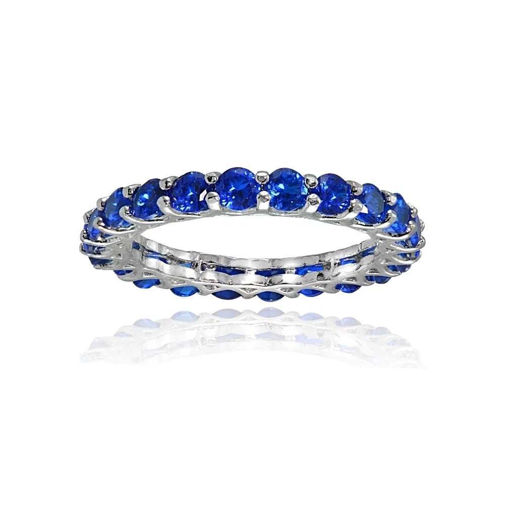 6 MM Flawless Round Cut Tanzanite Ring 925 Sterling Silver Eternity Band Ring