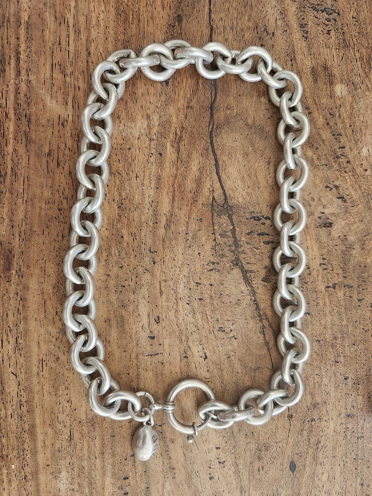 Ralph Lauren Polo Heavy Sterling Rolo Belcher Toggle Choker 16” 135g SIGNED