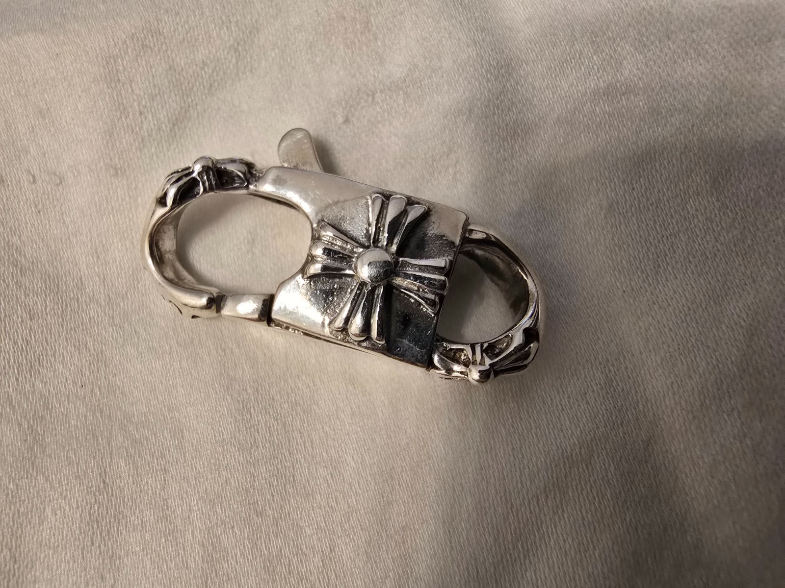 NEW LARGE 34 mm Chrome Hearts Style Cross 925 Sterling Silver Lobster Claw Clasp