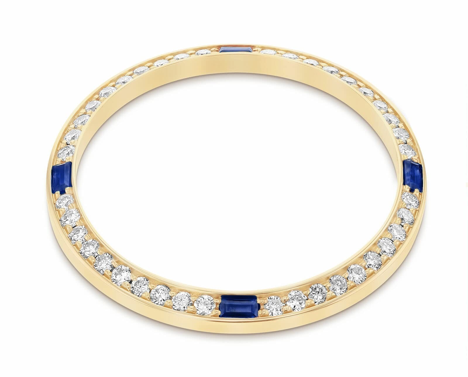 1CT BEAD SET MOISSANITE BEZEL COMPATIBLE WITH ROLEX 31mm WITH 4 CORNER SAPPHIRES