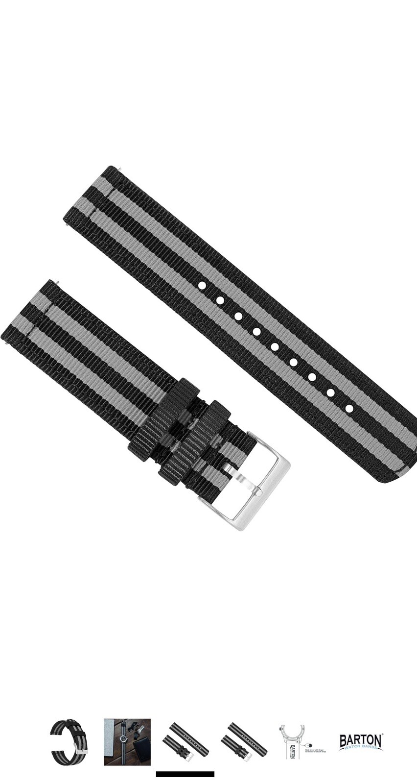 BARTON WATCH BANDS – Ballistic Nylon Two-piece NATO® Style Strap – 20mm
