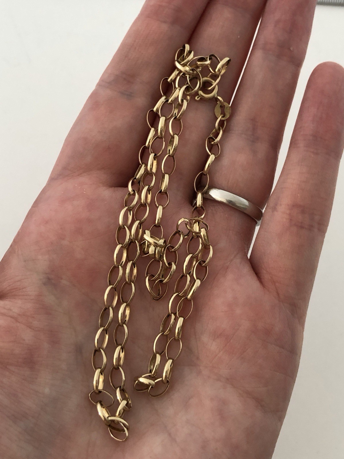 Vintage 9ct 9k Yellow Gold 375 Large Belcher Link Chain Necklace 20.5” 2.5g