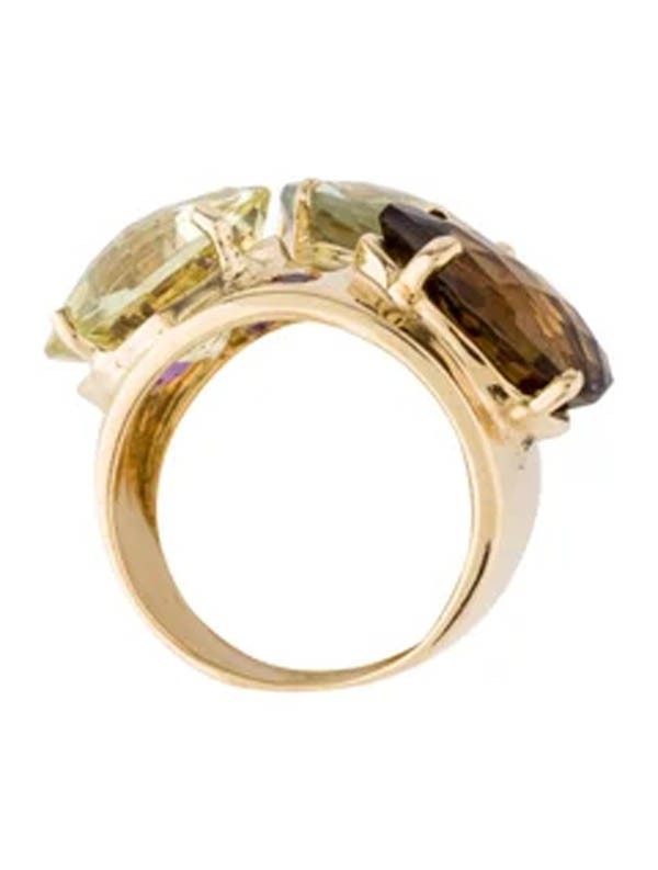 Very Good cond Auth Roberto Coin Ipanema Bold Multigem 18 KT Yellow Gold Ring